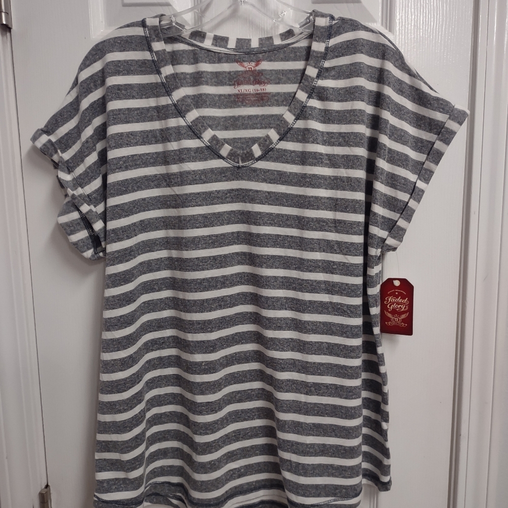 Faded Glory Gray striped Top